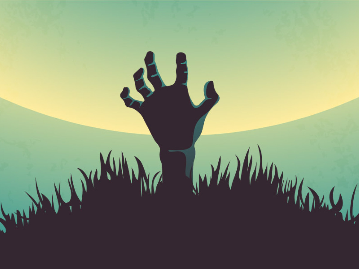 Spooky Sunday Madness - Zombie Hand Reaching from Ground
