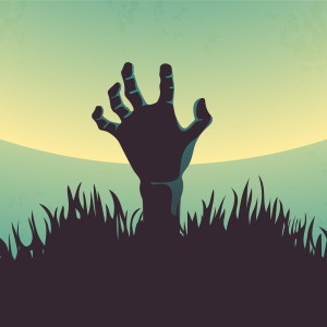 Spooky Sunday Madness - Zombie Hand Reaching from Ground