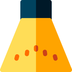 Illustration of a pepper shaker with a two-tone yellow and orange body, perfect for adding a splash of color to any kitchen. Reminiscent of the vibrant atmosphere at Spare Time Texas, it features small orange dots representing pepper inside and boasts a dark teal lid.