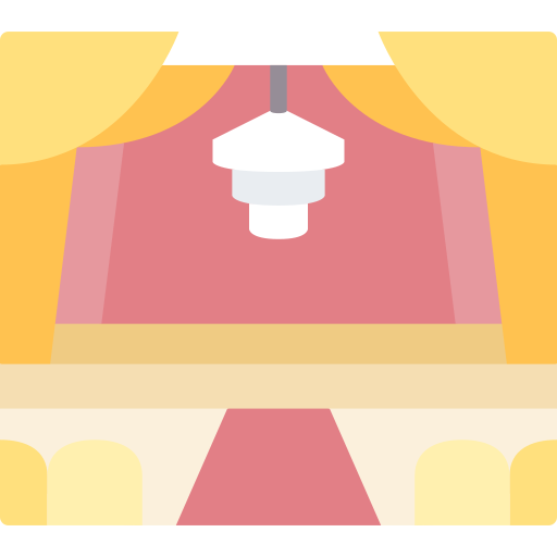 Illustration of a colorful room at Spare Time Texas with yellow curtains, a white pendant light hanging in the center, and a pink wall in the background. The cozy ambiance hints at the family fun center's lively atmosphere, making it perfect for bowling night.